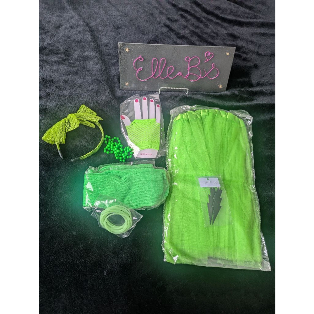 NWT Halloween Costume Neon Green Tutu 6 Piece Set